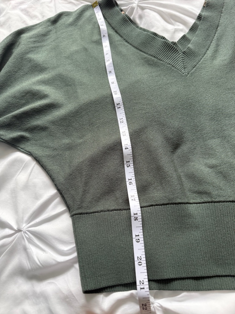 Express Olive Green V-Neck Dolman Sleeve Sweater - Picture 4 of 5